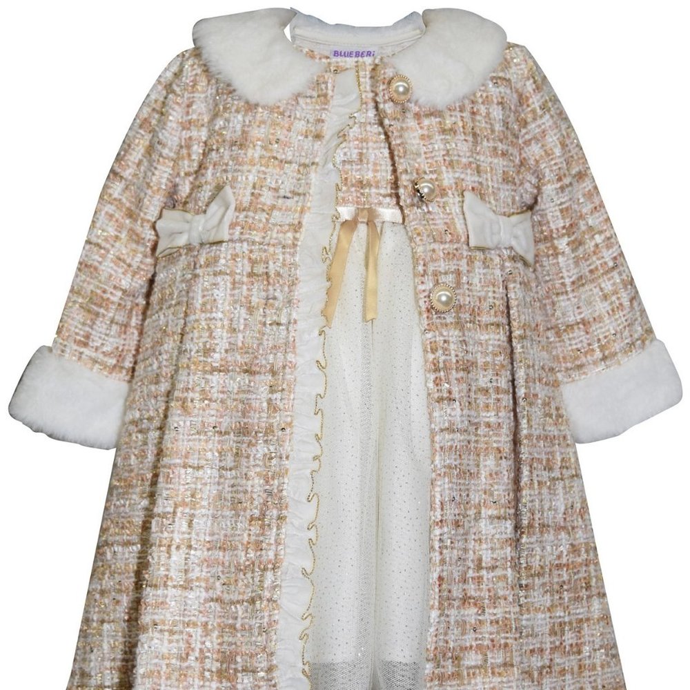 Blueberi Boulevard Baby Girls 2-Pc. Speckled Tulle Dress & Tweed Coat with Faux-